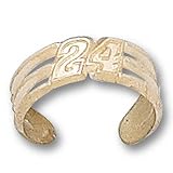 14K Yellow Gold Officially Licensed Jeff Gordon "#24" NASCAR Toe Ring