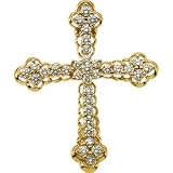 14K Yellow Gold Diamond Cross Pendant