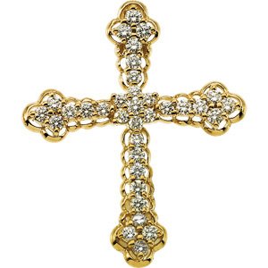 14K Yellow Gold Diamond Cross Pendant