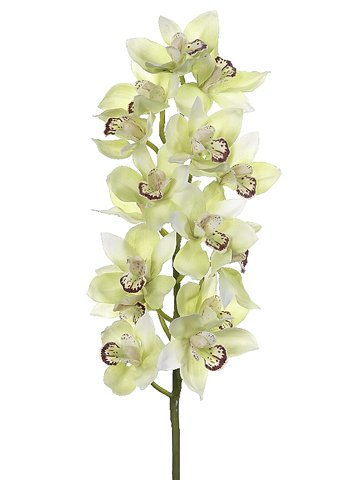 Pack of 4 Artificial Green Cymbidium Orchid Silk Flower Sprays 34