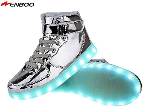Zenboo Women High Top USB Charging LED Shoes Flashing Sneakers
