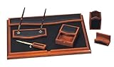 Majestic Goods Desk Set, Six Piece, Brown Oak Wood and PU (W232)