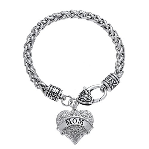 Fusicase Bling Crystal Silver Hearts Metal Family Member Bracelets