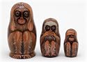 "See No Evil" Monkeys Doll 3pc./4"