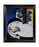 Art Reproduction Oil Painting - Picasso Paintings: Nude in a Black Armchair with Black Satin Frame - Eco Friendly - 25 X 29 - Hand Painted Framed Canvas Art