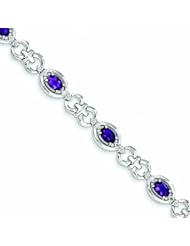 Genuine .925 Sterling Silver Diamond & Amethyst Bracelet 10.8 Grams . 100% Satisfaction Guaranteed.