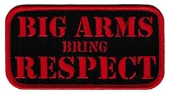Big Arms Bring Respect Embroidered Iron-On Weightlifting Emblem Muscular Biceps Nametag