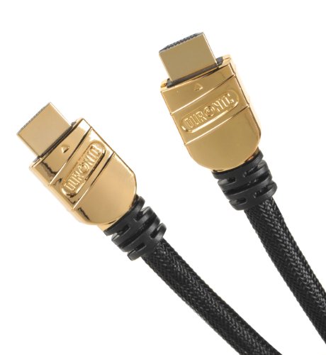 Duronic Gold Head HDC02/2 High Speed 2 Metre HDMI Cable - Version1.4 with Ethernet - FULL HD 1080p, Supports 3D - Black Cable 2M HDMI to HDMI Heads