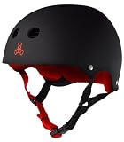Triple 8 Brainsaver Rubber Helmet with Sweatsaver Liner (Black/Red, Medium)