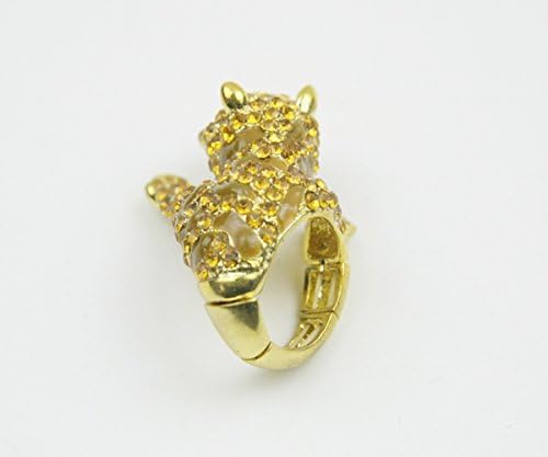 Crispy Product Realistic 3d Gold Leopard Shaped Rhinestone Stretch Ring Selection