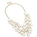 Fashion Gold Tone Chain White Water Drop Resin Beads Hollow Pendant Statement Necklace
