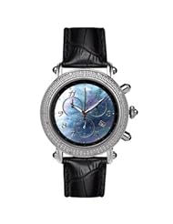 Aqua Master Mens or Womens Round Special Diamond Watch in Black band Blue mother of pearl dial
