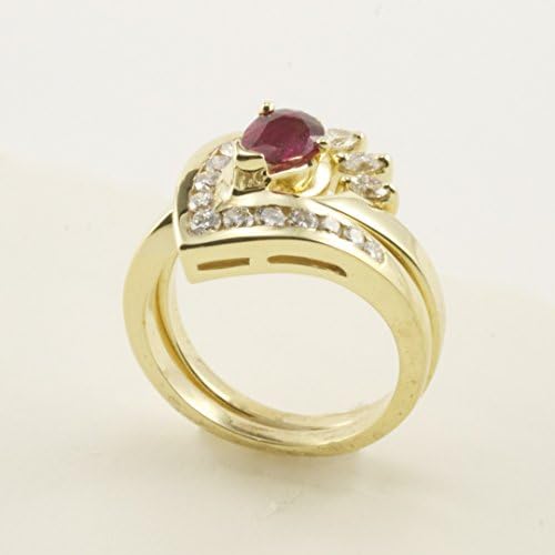 Ruby and Diamond Wedding and Engagement Ring Set