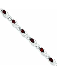 Genuine .925 Sterling Silver Garnet Bracelet 14.3 Grams . 100% Satisfaction Guaranteed.