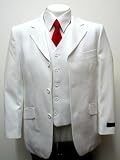Men's Three Piece Single Breasted White Dress Suit and Vest