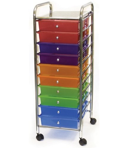 Rolling 10-Drawer Craft Organizer Cart - Multicolor