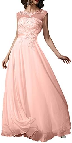 YANDI Women's Lace Beading Formal Dress Long Evening Gown Pink 3XL