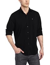 Hot Sale Victorinox Men's Villamont Tailored Fit Long Sleeve Solid Strech Shirt, Black, Large