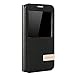 Galaxy S7 Case, USAMS & Kollea Big Window View Premium PU Leather Folio Flip Cover Case W Stand View for Samsung Galaxy S7 - Black