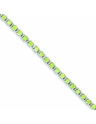 Genuine .925 Sterling Silver Peridot And Diamond Bracelet 7 Grams . 100% Satisfaction Guaranteed.