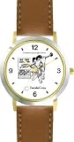 Habit 2 - New Year's Resolution (English Text) - DELUXE TWO-TONE WATCH from THE 7 HABITS - WATCH COLLECTION BY WATCHBUDDY&reg; - Arabic Numbers - Brown Leather Strap-Size-Children's Size-Small ( Boy's Size & Girl's Size )