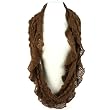 Wide Thin Knit Chain Circle Loop Eternity Scarf Brown
