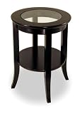 Contemporary Espresso Solid Wood Round End Table