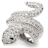Silver Tone Cubic Zirconia Snake Ring