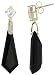 10k Yellow Gold 1 3/8 (35mm) tall Dangling Earrings, w/ Round Brilliant Diamonds, White Sapphire & Black Onyx Stone