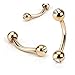 Clear CZ Ball Rose Gold IP Over 316L Surgical Steel Basic Eyebrow Curved Barbell (Sold Ind.)
