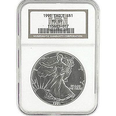 1991 Silver American Eagle MS69-image