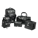 Embassy 5pc Italian Stone Design Black Genuine Leather Luggage Set