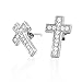 Bling Jewelry Sterling Silver Pave CZ Cross Stud title=