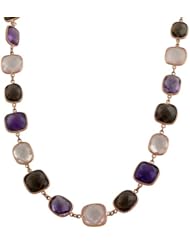 14 Karat Rose Gold Faceted Smokey/ Rose Quartz & Amethyst Necklace (17 Inch)