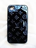 Leather Charol Black Monogram Hard Back Case Cover for iPhone 4/4g