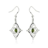 Sterling Silver Emerald Cubic Zirconia Star-Shaped Celtic Earrings
