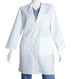 Barco Scrubs Womens 38" Utility White Lab Coat with 3 Outside Pockets, 2 Side Access Pockets and Belted Back