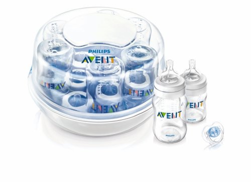 Philips Avent SCF271/06 - Express II Mikrowellen-Dampfsterilisator, inkl. 2 Flaschen (1 x 125 ml und 1 x 260 ml)