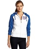 NFL Women's New York Giants Sport Princess Long Sleeve Raglan Full-Zip Fleece Hoodie (White/Stadium Blue Heather, Large)