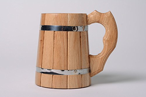 Imagen 5 de Jarra Decorativa De Madera Para Cerveza Hecha A Mano Con Metal 400 Ml