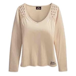 Harley-Davidson® Women's Long-Sleeve V-Neck Knit Shirt Top-LIMITED EDITION. 96193-09VW Angora; 96192-09VW Sequoia