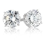 18k White Gold, Round, Diamond 4-Prong Stud Earrings (1/3 cttw, H-I Color, SI1-SI2 Clarity)