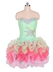 Beaded Belted Sequined  Organza Short Evening Dress/Prom Dress/Party Dress  With Rhinestones