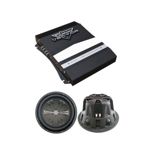 Lanzar Car Amplifier and Subwoofer Package - VCT2010 800 WATTS 2 Channel High Power MOSFET Slim Size Amplifier - A Pair of OPTSW104 OPTI SCION 10'' 800 Watt High Power Subwoofer