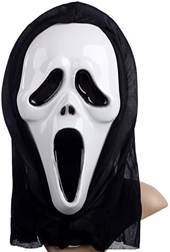 JL Future Scary Masks for Halloween Crazy Ghost Scream Horror Mask For Cosplay Costume Party Dress (White Scream Mask)