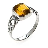 SterlingSilverCelticDesignAmberRing