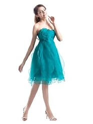 Strapless Floral Print Empire   Waistline Short Sweetheart Organza  Dress