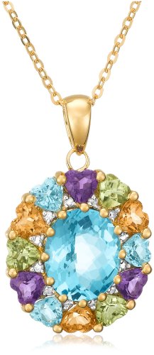 14k Yellow Gold Plated Sterling Silver Blue Topaz 