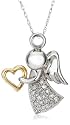 10k Two-Tone Gold Angel Pendant (1/6 cttw, I-J Color, I2-I3 Clarity)