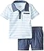 Calvin Klein Baby-Boys Infant Blue Stripes Polo Top with Denim Shorts